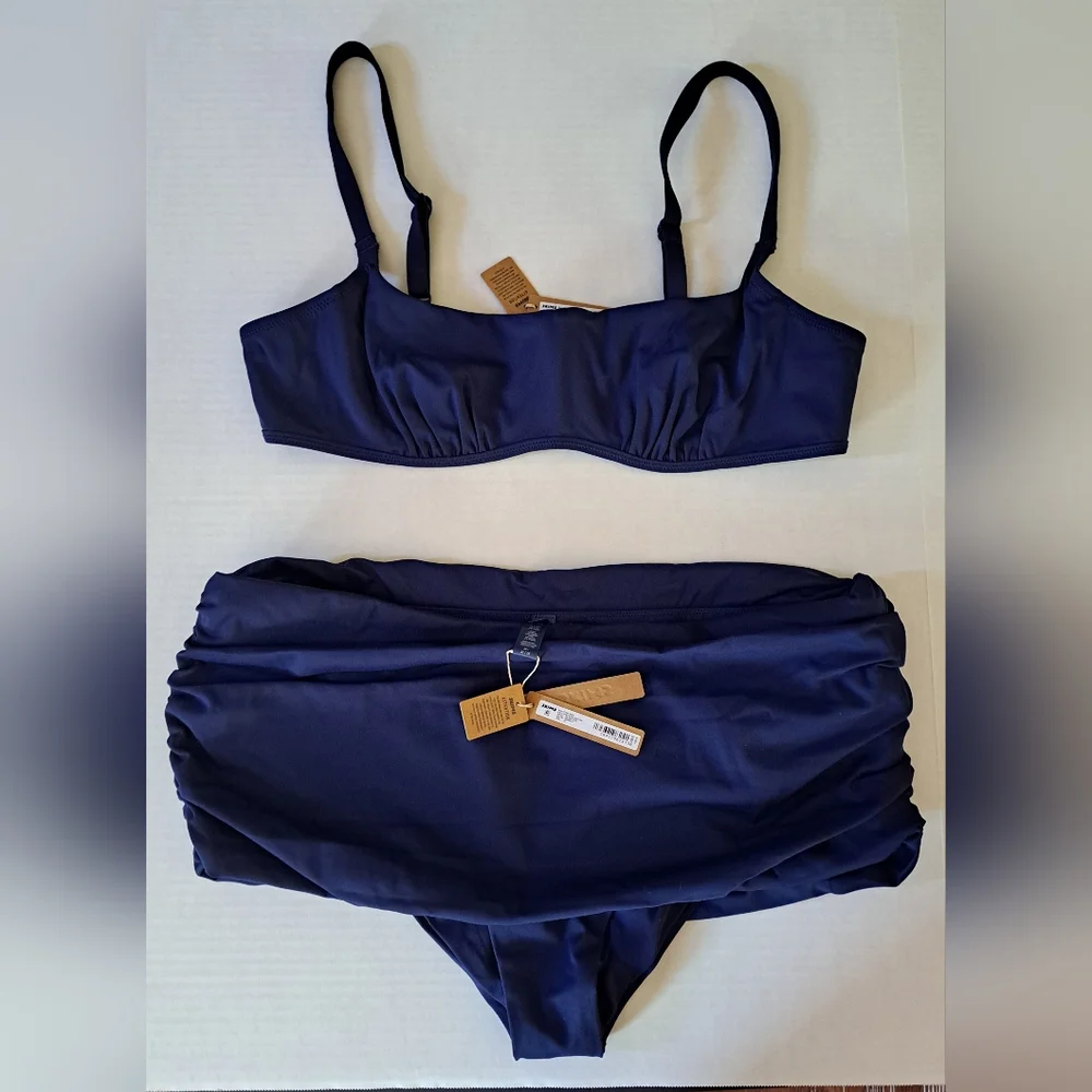 ❤️NWT SKIMS 2 Pc Ruched Underwire Swim Top Sculpting foldover Bikini MIDNIGHT 3X
